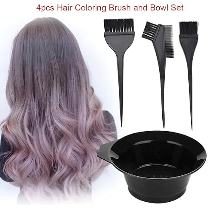 Salon Colouring Set - 4-Piece Hair Dye Kit with Mixing Bowl, 3 Brushes, and Tint Comb for Professional and Home Use (Black) (set-4pcs) - Image 5